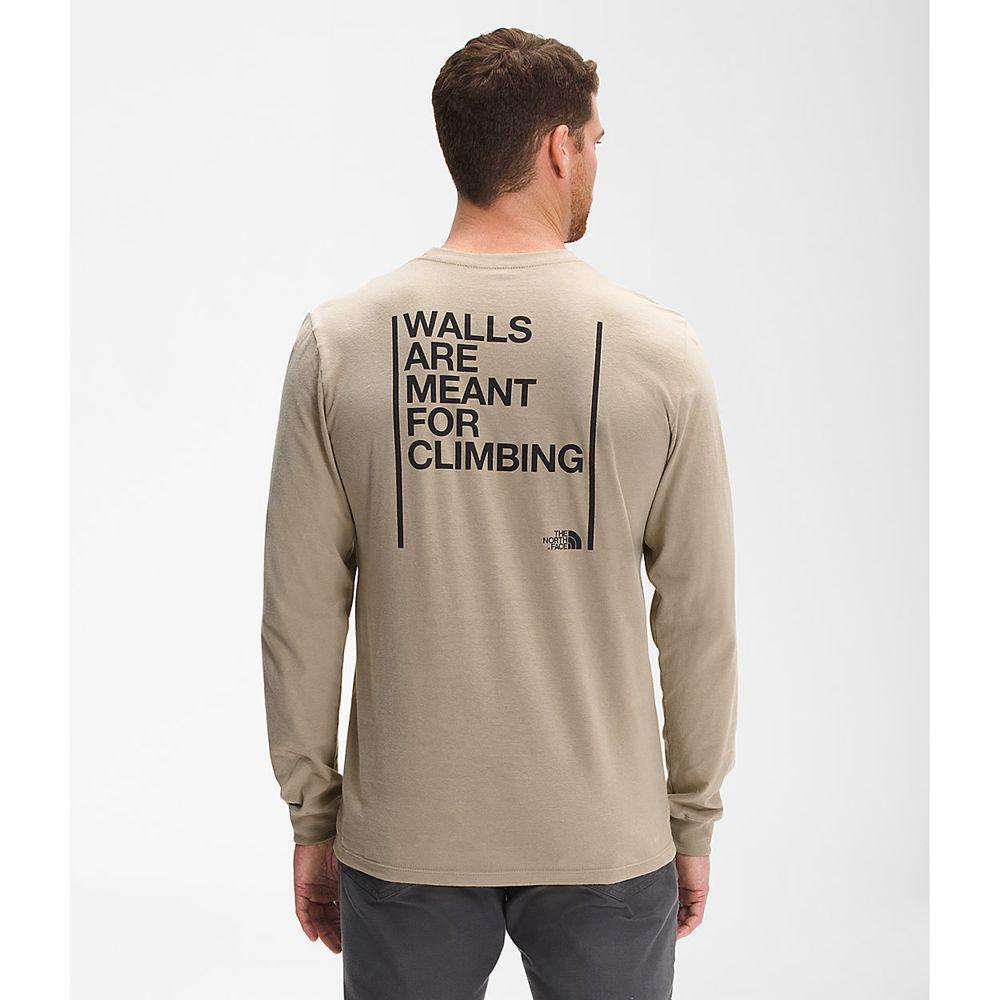 The North Face Long Sleeve Walls Ανδρικα Μπλούζα Με Μακρύ Μανίκι - Χακί (LYWS94261)